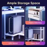 DUMOS L Shaped Gaming Desk, 48" Computer Desks with Storage Shelves | Coner Desk with USB Charging Ports, Power Outlets, LED Lights and Monitor Stand for Home Office, White - Image 7