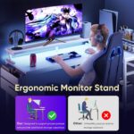 DUMOS L Shaped Gaming Desk, 48" Computer Desks with Storage Shelves | Coner Desk with USB Charging Ports, Power Outlets, LED Lights and Monitor Stand for Home Office, White - Image 8