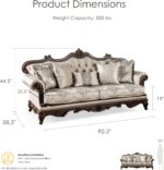 Furniture of America Adelaide Traditional Upholstered Sofa Set with Rolled Armrests, Wooden Loveseat and Comfortable Couch for Living Room, Office, 2-Piece Set, Dark Cherry/Beige - Image 3