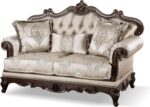 Furniture of America Adelaide Traditional Upholstered Sofa Set with Rolled Armrests, Wooden Loveseat and Comfortable Couch for Living Room, Office, 2-Piece Set, Dark Cherry/Beige - Image 13