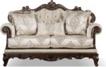 Furniture of America Adelaide Traditional Upholstered Sofa Set with Rolled Armrests, Wooden Loveseat and Comfortable Couch for Living Room, Office, 2-Piece Set, Dark Cherry/Beige - Image 14