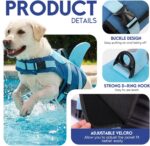 ASENKU Dog Life Jacket - Pet Safety Vest for Swimming & Boating, Shark Life Jacket with Floatation, Dog Lifesavers Swimsuits for Small Medium Large Dogs (Deepblue, L) - Image 4
