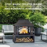 Panovue 39 Inch Fire Pits with Outdoor Chimney and Wood Storage | Large Outdoor Fireplace, Mesh Spark Screen, Fire Poker Included, Built-In Log Storage, For Backyard Patio Camping - Image 3