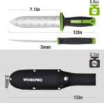 WORKPRO Hori Hori Garden Knife, Garden Tools with Oxford Sheath | 7" Stainless Steel Blade with Cutting Edge, Ergonomic TRP Handle with Hanging Hole, for Weeding, Planting, Digging, Green - Image 4