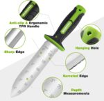 WORKPRO Hori Hori Garden Knife, Garden Tools with Oxford Sheath | 7" Stainless Steel Blade with Cutting Edge, Ergonomic TRP Handle with Hanging Hole, for Weeding, Planting, Digging, Green - Image 5