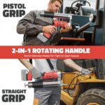 Ecarke Cordless Grease Gun Compatible with Milwaukee 18V Battery, 12000PSI Max Electric Grease Gun, Dual Pistol & in-Line Grip, Works with Bulk & Cartridge Grease, 39" Hose & 4 Couplers (Tool Only) - Image 5