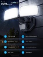 Onforu 32W 3200LM Smart Outdoor Security Light, WiFi Motion Sensor Flood Light with App Control, Compatible with Alexa, Hardwired 2-Head LED Flood Light, 2700K-6500K, IP65 Waterproof, Black - Image 3