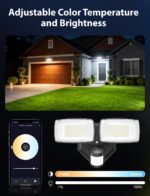 Onforu 32W 3200LM Smart Outdoor Security Light, WiFi Motion Sensor Flood Light with App Control, Compatible with Alexa, Hardwired 2-Head LED Flood Light, 2700K-6500K, IP65 Waterproof, Black - Image 6