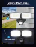 Onforu 32W 3200LM Smart Outdoor Security Light, WiFi Motion Sensor Flood Light with App Control, Compatible with Alexa, Hardwired 2-Head LED Flood Light, 2700K-6500K, IP65 Waterproof, Black - Image 7