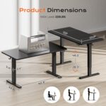 Huuger 55 x 28 Large Electric Standing Desk, Height Adjustable Computer Desk, 27.6" Deep Desktop, Stand up Gaming Office Table with 2 Hooks, 3 Preset Heights, for Home Office, Black, ACD134B - Image 3