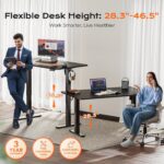 Huuger 55 x 28 Large Electric Standing Desk, Height Adjustable Computer Desk, 27.6" Deep Desktop, Stand up Gaming Office Table with 2 Hooks, 3 Preset Heights, for Home Office, Black, ACD134B - Image 4