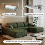 107.7" Boneless Sectional Couch Modern Modular U - Shape Corduroy Upholstered Sofa for Living Room - Deep Seat with Chaise and Ottoman(Green, 2 Seater+Right Facing Chaise+Ottoman) - Image 4