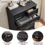 Farmhouse Bedroom Dresser and Nightstand Set of 4, 6 Drawer Tall & 5 Drawers Dresser & 2 Drawer Nightstand Set, Rustic Wood Furniture Set for Bedroom, Hallway, Black - Image 6