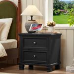 Farmhouse Bedroom Dresser and Nightstand Set of 4, 6 Drawer Tall & 5 Drawers Dresser & 2 Drawer Nightstand Set, Rustic Wood Furniture Set for Bedroom, Hallway, Black - Image 8
