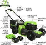 Greenworks 48V (24V x 2) 20" Cordless Battery Mower, 12" String Trimmer/Edger, & 320 CFM Blower Combo Kit w/ (2) 4.0Ah Batteries, (1) 2.0Ah Battery & Chargers - Image 4