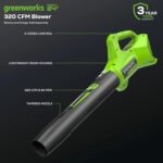 Greenworks 48V (24V x 2) 20" Cordless Battery Mower, 12" String Trimmer/Edger, & 320 CFM Blower Combo Kit w/ (2) 4.0Ah Batteries, (1) 2.0Ah Battery & Chargers - Image 5