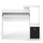 Furinno Econ Multipurpose Home Office Computer Writing Desk, White/Black | Side Shelves and Storage Bin, Computer Desk, Office Desk, for Home Office, Study Room, Dorm - Image 6