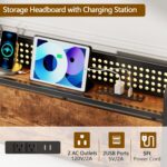 Queen Bed Frame with Headboard Storage, Charging Station, Drawers | 1200 lbs Capacity, LED lights, Platform Bed Frame Queen Size, No Box Spring Needed, Noise Free, Easy Assembly - Image 5