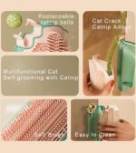 Catnip Toys for Indoor Cats 2 Pack, Stick on Wall Cat Brush with Catnip Ball Toys, 2 in 1 Massage & Self Groomer, Corner Brush - Image 3