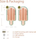 Catnip Toys for Indoor Cats 2 Pack, Stick on Wall Cat Brush with Catnip Ball Toys, 2 in 1 Massage & Self Groomer, Corner Brush - Image 7