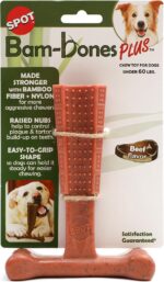 SPOT Bam-Bones Plus T Bone – Bamboo Fiber & Nylon Dog Chew Toy for Moderate to Aggressive Chewers, Durable Long Lasting & Non-Splintering, Beef Flavor Toy for Adult Dogs & Puppies Under 60 lbs, 6 in - Image 3