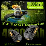 20V Electric Weed Wacker Edger Lawn Tool, Battery Powered Weed Eater 12-Inch Cordless String Trimmer Grass Trimmer Lightweight Yard Tools for Garden, Lawn Mower Cutter with 2 2.0Ah Battery and Charger - Image 4