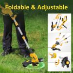 20V Electric Weed Wacker Edger Lawn Tool, Battery Powered Weed Eater 12-Inch Cordless String Trimmer Grass Trimmer Lightweight Yard Tools for Garden, Lawn Mower Cutter with 2 2.0Ah Battery and Charger - Image 5