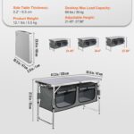 VEVOR Camping Kitchen Station, 3 Adjustable Height Folding Outdoor Camp Cooking Table with Storage Organizer, Quick Set-up for Patio BBQ Picnic Glamping Traveling - Image 4