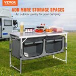 VEVOR Camping Kitchen Station, 3 Adjustable Height Folding Outdoor Camp Cooking Table with Storage Organizer, Quick Set-up for Patio BBQ Picnic Glamping Traveling - Image 5