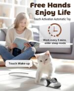 CYROS 3-in-1 Interactive Cat Toy - 2-Speed Automatic Moving Mouse Cat Toys Self Play with 2pcs Hanging Feather String Ribbon and Wiggly Silicone Mice Tail for Bored Indoor Adult Cats Kittens - Image 7