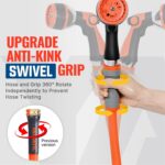 YAMATIC Flexible Garden Hose 5/8" x 75ft, 360° Swivel Handle, Burst 600 PSI | Water Hose for All-weather, 3/4" Brass Connections for Leakproof, Lightweight Hose for Lawn, Agriculture, Orange - Image 4