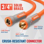 YAMATIC Flexible Garden Hose 5/8" x 75ft, 360° Swivel Handle, Burst 600 PSI | Water Hose for All-weather, 3/4" Brass Connections for Leakproof, Lightweight Hose for Lawn, Agriculture, Orange - Image 6