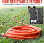 YAMATIC Flexible Garden Hose 5/8" x 75ft, 360° Swivel Handle, Burst 600 PSI | Water Hose for All-weather, 3/4" Brass Connections for Leakproof, Lightweight Hose for Lawn, Agriculture, Orange - Image 8