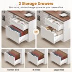 SEDETA Farmhouse 55 inch L Shaped Standing Desk with Storage Drawers | Height Adjustable Corner Computer Desk with Power Outlets, Sliding Bar Door for Home Office, White - Image 7
