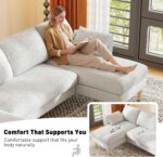 U Shaped Sectional Couches for Living Room, Modular Sectional Sofa with Double Chaise Lounge, 4 Seat Chenille Upholstered Sofa Set, Soft Comfy Couch for Apartment Home (Light Gray) - Image 4
