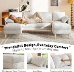 U Shaped Sectional Couches for Living Room, Modular Sectional Sofa with Double Chaise Lounge, 4 Seat Chenille Upholstered Sofa Set, Soft Comfy Couch for Apartment Home (Light Gray) - Image 5