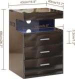 Treocho Led Nightstand with Hidden Space & Charging Station | 3 Drawer Smart Nightstand, Glossy Finish, RGB Lights, Tall Bedside Table for Bedroom, Black - Image 3