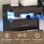 Treocho Led Nightstand with Hidden Space & Charging Station | 3 Drawer Smart Nightstand, Glossy Finish, RGB Lights, Tall Bedside Table for Bedroom, Black - Image 6