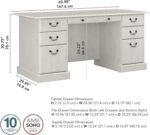 Bush Home Saratoga Executive Desk with Drawers in Linen White Oak - Image 4