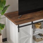 JUMMICO TV Stand for 65 Inch TV, Sliding Barn Doors, Bright White | Farmhouse Entertainment Center, Storage Cabinets, Adjustable Shelves, Media Console for Living Room, Bedroom - Image 3