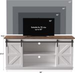 JUMMICO TV Stand for 65 Inch TV, Sliding Barn Doors, Bright White | Farmhouse Entertainment Center, Storage Cabinets, Adjustable Shelves, Media Console for Living Room, Bedroom - Image 6