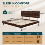 Bme Georgina Signature Bed Frame with Handcrafted Geometric Headboard, Mid Century Modern, Solid Acacia Wood, No Box Spring Needed, 12 Strong Wood Slats Support, Easy Assembly, Walnut, King - Image 3