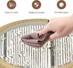 Yaheetech 3 Piece Patio Rattan Bistro Set, Outdoor All Weather PE Wicker Conversation Furniture Set with 2 Chairs & Tempered Glass Top Table & Cushions, for Poolside/Porch/Garden/Yard, Tan/Cream - Image 6