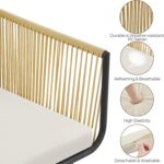 Yaheetech 3 Piece Patio Rattan Bistro Set, Outdoor All Weather PE Wicker Conversation Furniture Set with 2 Chairs & Tempered Glass Top Table & Cushions, for Poolside/Porch/Garden/Yard, Tan/Cream - Image 8