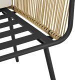 Yaheetech 3 Piece Patio Rattan Bistro Set, Outdoor All Weather PE Wicker Conversation Furniture Set with 2 Chairs & Tempered Glass Top Table & Cushions, for Poolside/Porch/Garden/Yard, Tan/Cream - Image 10