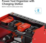 CCCEI Wall Mount Modular Tool Charging Organizer, Red, 1 Pack, 3 Tier. | Drill Battery Storage Rack with Hooks, Garage Workshop, Gifts for Men, Dad, Husband Anniversary, Birthday, Christmas - Image 3