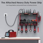 CCCEI Wall Mount Modular Tool Charging Organizer, Red, 1 Pack, 3 Tier. | Drill Battery Storage Rack with Hooks, Garage Workshop, Gifts for Men, Dad, Husband Anniversary, Birthday, Christmas - Image 4