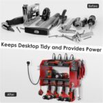 CCCEI Wall Mount Modular Tool Charging Organizer, Red, 1 Pack, 3 Tier. | Drill Battery Storage Rack with Hooks, Garage Workshop, Gifts for Men, Dad, Husband Anniversary, Birthday, Christmas - Image 5