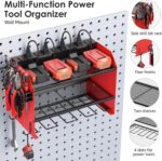 CCCEI Wall Mount Modular Tool Charging Organizer, Red, 1 Pack, 3 Tier. | Drill Battery Storage Rack with Hooks, Garage Workshop, Gifts for Men, Dad, Husband Anniversary, Birthday, Christmas - Image 6