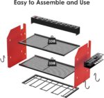 CCCEI Wall Mount Modular Tool Charging Organizer, Red, 1 Pack, 3 Tier. | Drill Battery Storage Rack with Hooks, Garage Workshop, Gifts for Men, Dad, Husband Anniversary, Birthday, Christmas - Image 8